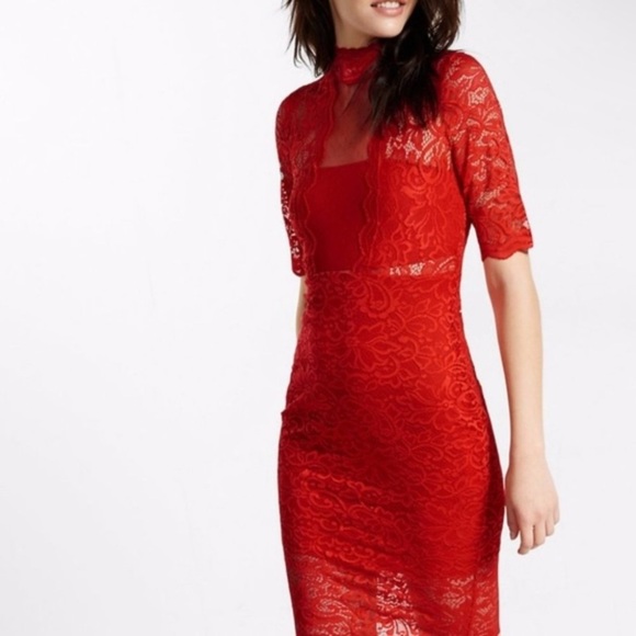 Elegant Red Lace Dress - Picture 1 of 10